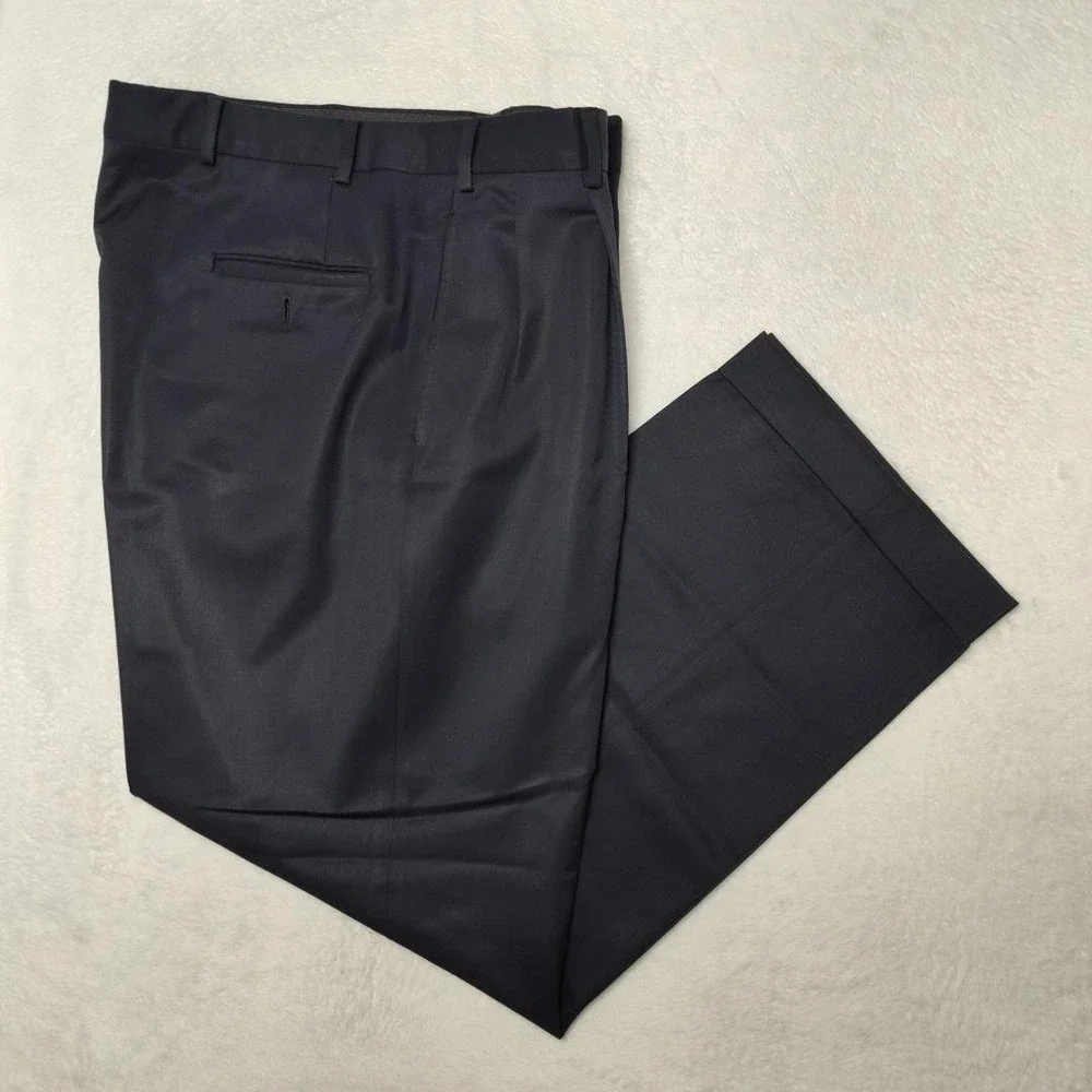 Brooks Brothers Pants Mens 36x30 Blue Wool Pleated Dress Slacks Cuffed USA Made‎